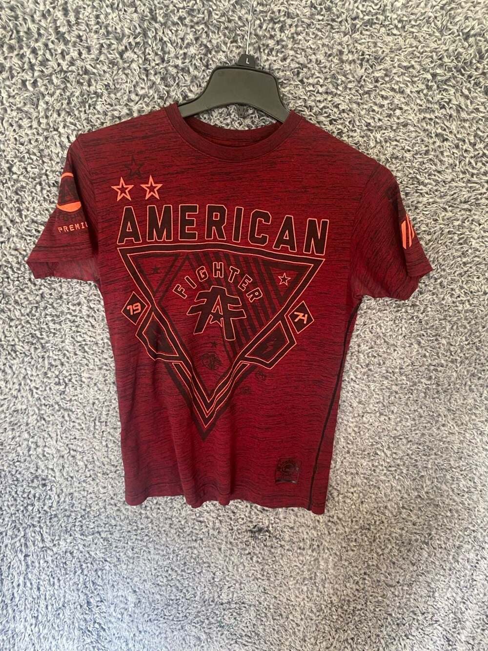 American Fighter Men's Graphic T-Shirt Burgundy Space Dye Size Small